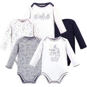 Touched by Nature Baby Boy Organic Cotton Long-Sleeve Bodysuits 5pk, Constellation - 1 of 4