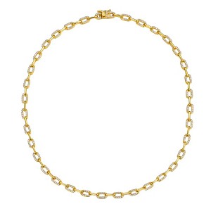 14K Yellow Gold Plated Cable Link Chain Bracelet with Cubic Zirconia. A Stylish Layering Bracelet Featuring Sparkling Accents for a Touch of Elegance - 1 of 3