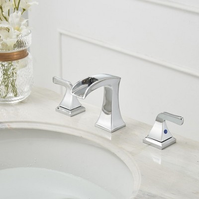 Polished Chrome 8-Inch Widespread 2-Handle Waterfall Bathroom Faucet