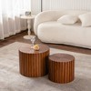 NicBex Set of 2 Round Handcrafted Relief Coffee Table for Living Room,Cylinder End Table for Small Space,Accent Side Table - 3 of 4