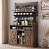 Acekool 75" Tall Farmhouse Coffee Hutch Bar Cabinet with Sliding Barn Doors, Large Kitchen Storage Hutch & Sideboard,Brown - 3 of 4