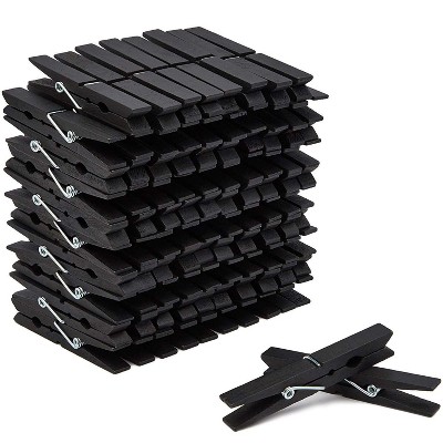 Juvale 100-Count Black Wooden Clothes Pins 4" for Laundry & Decorate Photos/ Pictures/ Postcards, Clothespins for DIY Art Craft Party Favors