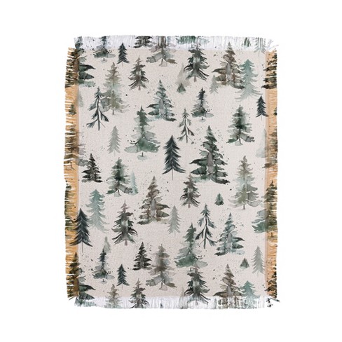 Ninola Design Winter Snow Trees Forest Neutral 56x46 Woven Throw Blanket  - Deny Designs : Target