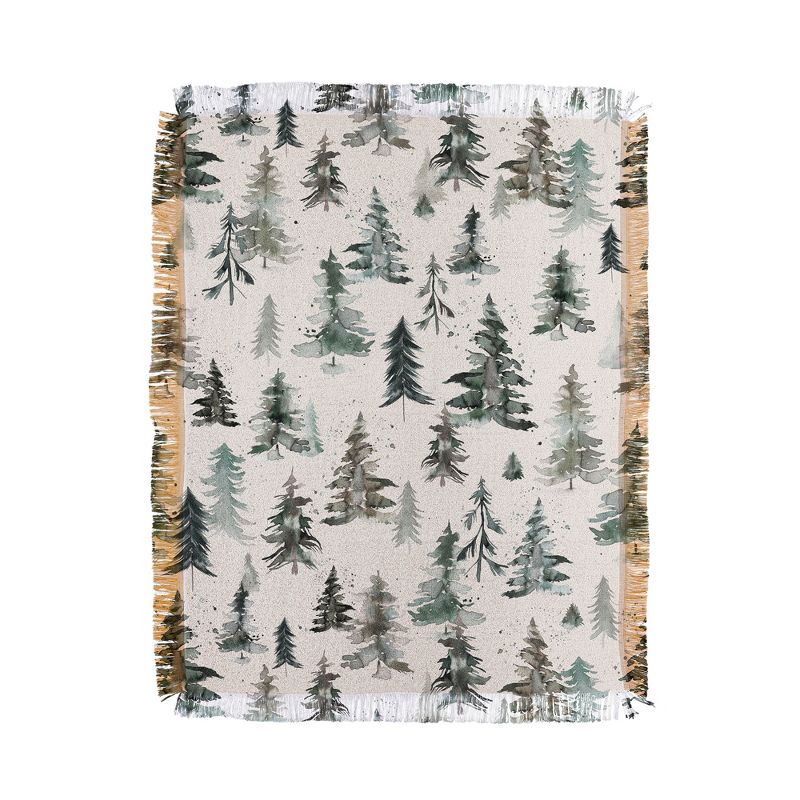 Ninola Design Winter Snow Trees Forest Neutral 56"x46" Woven Throw Blanket - Deny Designs, 1 of 6
