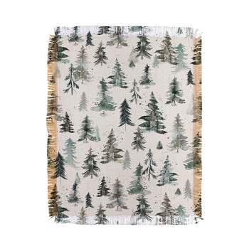 Ninola Design Winter Snow Trees Forest Neutral 56"x46" Woven Throw Blanket - Deny Designs