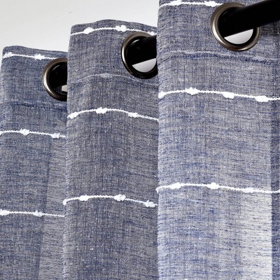 Navy Sheer Polyester Grommet Window Curtain Panels, 38" x 63"