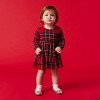 Toddler Red Tartan Plaid Ruffled Twirl Bodysuit Dress - Posh Peanut - 3 of 4