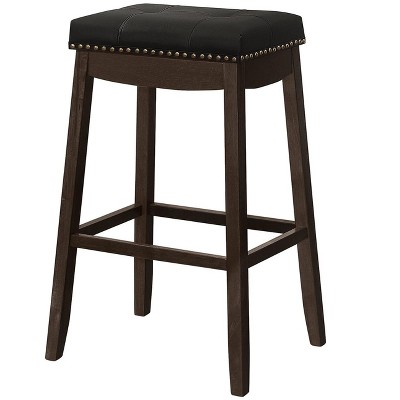 NicBex Set of 2  Bar Stools for Kitchen Island,Leather Counter Bar Stools with Wood legs,Bar Chairs for Dining Rooms,Kitchens Islands,Black/White
