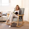 Costway Set of 2 Rocking Chairs with Pillow Rocking Armchairs with Rubber Wood Frame Grey - 2 of 4