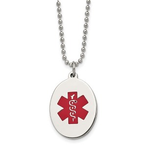 Black Bow Jewelry Stainless Steel Oval Medical Alert Necklace - 22 Inch - 1 of 4