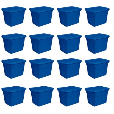 Sterilite 18 Gallon Tote Plastic, Blue Morpho 