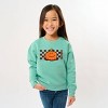 The Juniper Shop SmileyWorld Pumpkin Face Checkered Youth Sweatshirt - M - Seafoam - 2 of 4