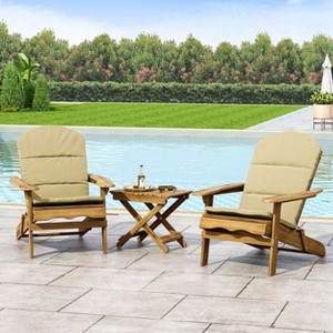 Christopher Knight Home Jane Outdoor Folding Acacia Wood 3 Piece Adirondack Chat Set with Cushions - 1 of 4