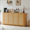 KIGFTSOD Wave TV Stand with Rounded Corners, Storage Cabinet, Buffet, Wood Vertical Striped with Rattan Doors for Kitchen, Bedroom, Entryway - 2 of 4
