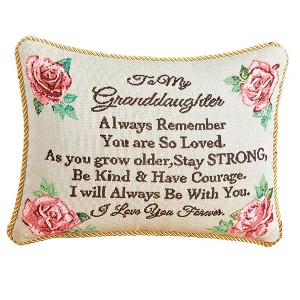 Collections Etc To My Granddaughter Rope Style Trim Tapestry Accent Pillow White - 1 of 2