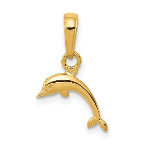 Black Bow Jewelry Kids 14k Yellow Gold Polished Mini Dolphin Pendant, 10 x 16mm (3/8 In) - 1 of 4