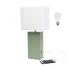 Modern Leather Table Lamp with USB and Fabric Shade - Elegant Designs - 3 of 4