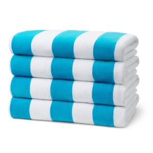 Ben Kaufman 100% Cotton Velour Oversized 32”x 62” Colorful Striped Beach, Pool and Bath Towel - 1 of 4
