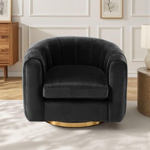 Kumasinova Velvet Swivel Accent Chair,360° Rotating Single Sofa Lounge Chair,Comfy Upholstered Barrel Chair for Living Room & Bedroom,Apartment - 1 of 4