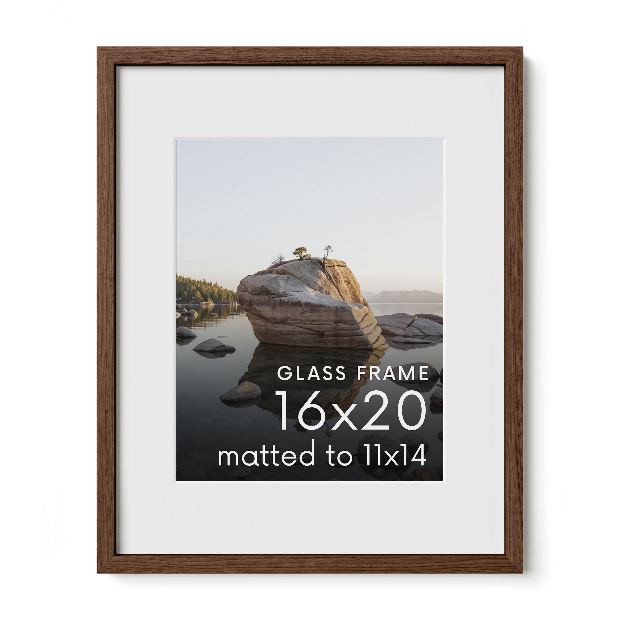 Haus and Hues Oak Picture Frame with Glass, Walnut, 16x20