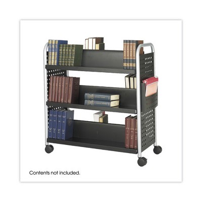 Safco Black Double-Sided Steel Book Cart with 6 Shelves