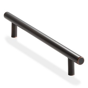 Cauldham Solid Stainless Steel Euro Cabinet Pull Oil Rubbed Bronze (7-1/2" Hole Centers) - 10 Pack - 1 of 4
