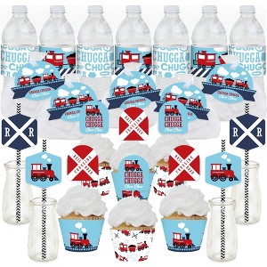 Big Dot of Happiness Railroad Party Crossing - Steam Train Birthday Party or Baby Shower Favors and Cupcake Kit - Fabulous Favor Party Pack - 100 Pc - 1 of 4