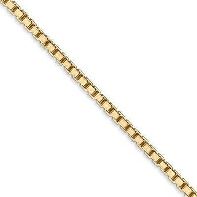 Black Bow Jewelry 2.5mm, 14k Yellow Gold, Solid Box Chain Necklace