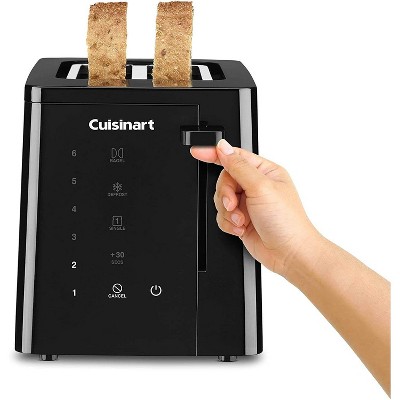 Black Stainless Steel Digital 2-Slice Toaster with Wide Slots