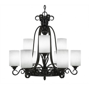 Toltec Lighting Elegante 9 - Light Chandelier in  Dark Granite with 4" White Muslin Shade - 1 of 1