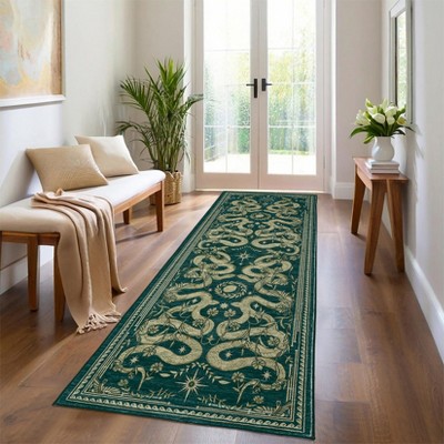 Coucheta washable Soft Non-Slip Low-Pile Snake-Patterned Runner for Kitchen, Hallway & Indoor Spaces