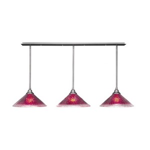 Toltec Lighting Stem 3 - Light Chandelier in  Brushed Nickel with 16" Raspberry Crystal Shade - 1 of 1