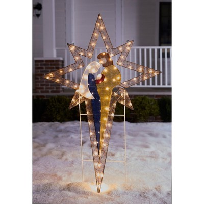 BrylaneHome 52"H Pre-Lit Northern Star With Holy Family