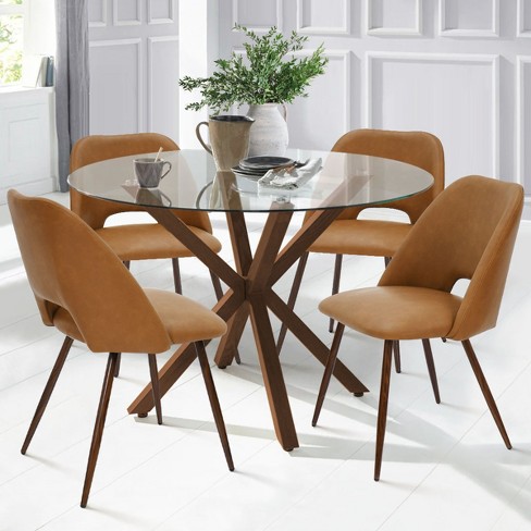 5 piece glass online dining set