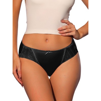 Allegra K Women's Elastic High-Waisted Unlined Breathable No-Show Hipster  Underwear Black Small