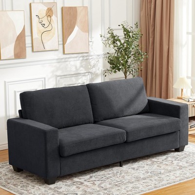 83" Modern Sofa, Oversized Corduroy Couch with Washable Cover, Deep Seat 3 Seater Couch with Wide Armrest