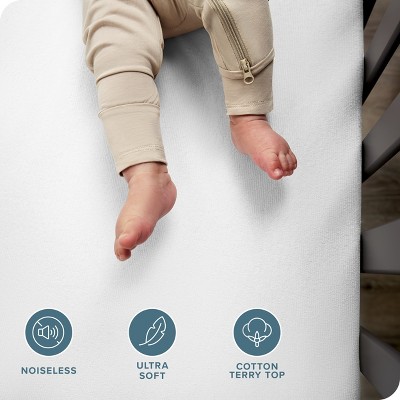 White Waterproof Cotton Terry Crib Mattress Protector
