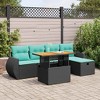 vidaXL 6 Piece Patio Sofa Set with Cushions Brown Poly Rattan Acacia - 2 of 4