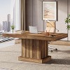 Tribesigns 63-Inch Executive Desk, Farmhouse Wooden Computer Writing Conference Table with Heavy Duty Pedestal - 2 of 4