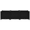 vidaXL Black Rectangular Planter - Polypropylene Raised Flower Bed/Plant Box with Rattan Look for Outdoor Garden/Patio/Deck - 4 of 4