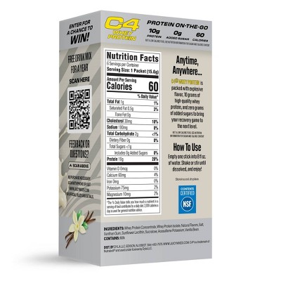 C4 Energy Protein Vanilla Bean Powder Sticks - 6pk