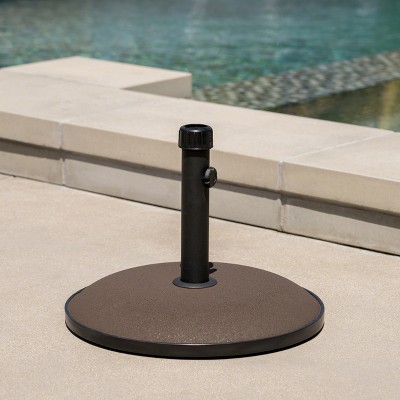 Brown Concrete and Iron Round Outdoor Umbrella Base