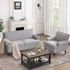 Retro Linen Upholstered Armchair Accent Chair with Soft Cushion and Solid Wood Frame for Living Room - 2 of 4