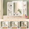 TOBILI Vanity Desk with Mirror and Lights, Makeup Vanity with Power Outlet & Hair Dryer Rack,3 Adjustable Lighting Colors,Cushioned Stool,White - 2 of 4