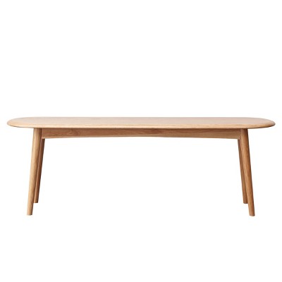GlasFlength Ottomans and Benches Solid Oak Wood Dining Bench with Half Round Design for Living Room Kitchen, Beige, 47.24"*11.81"*16.14"