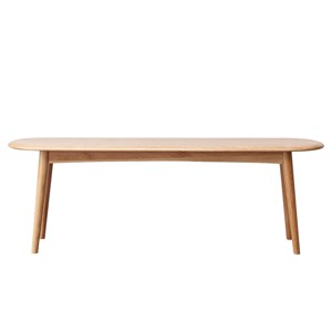 GlasFlength Ottomans and Benches Solid Oak Wood Dining Bench with Half Round Design for Living Room Kitchen, Beige, 47.24"*11.81"*16.14" - 1 of 4