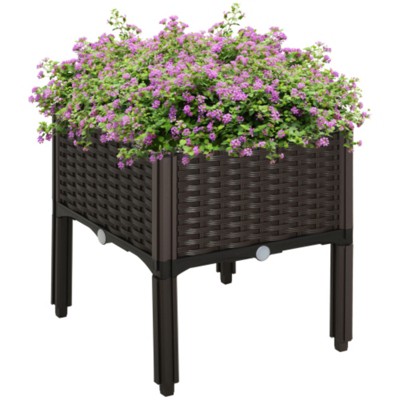 Maggift Planters Raised Garden Bed with Legs Self-Watering Planter Box Raised Bed to Grow Flowers Vegetables, Brown, 15.75"*15.75"*17.25"