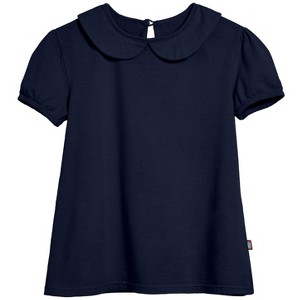 City Threads USA-Made Girls Soft Cotton Jersey Peter Pan Collar Short Sleeve Puff Tee - 1 of 4