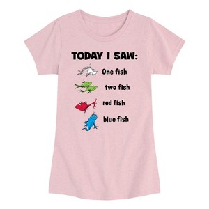 Girls' - Dr. Seuss - Today Saw One Fish Fitted Short Sleeve Graphic T-Shirt - 1 of 4