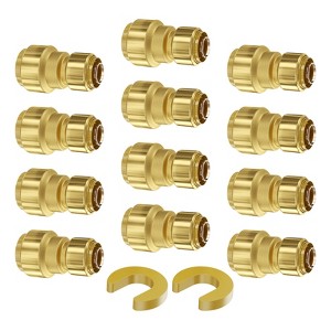 VEVOR Pipe Fittings, 1/2"-3/4" 12PCS Brass Pipe Fittings, Straight-Through Push-Fit Pipe Connector Brass Air Fittings, Gold - 1 of 4